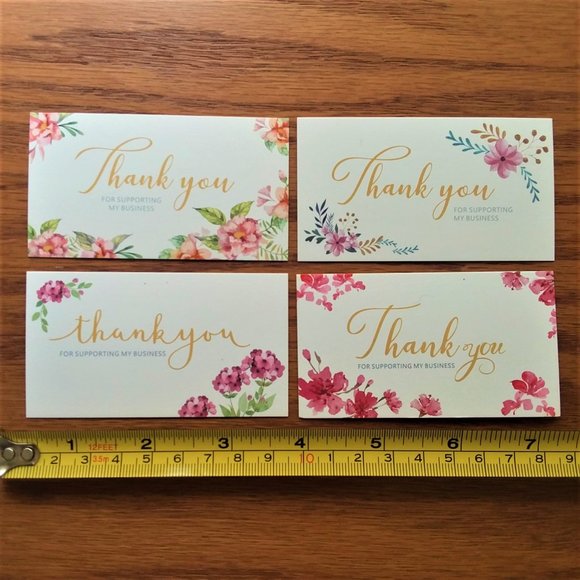 Thank You  Business Cards 100 Supporting Small Business 4 designs Floral Stylish - Picture 2 of 4